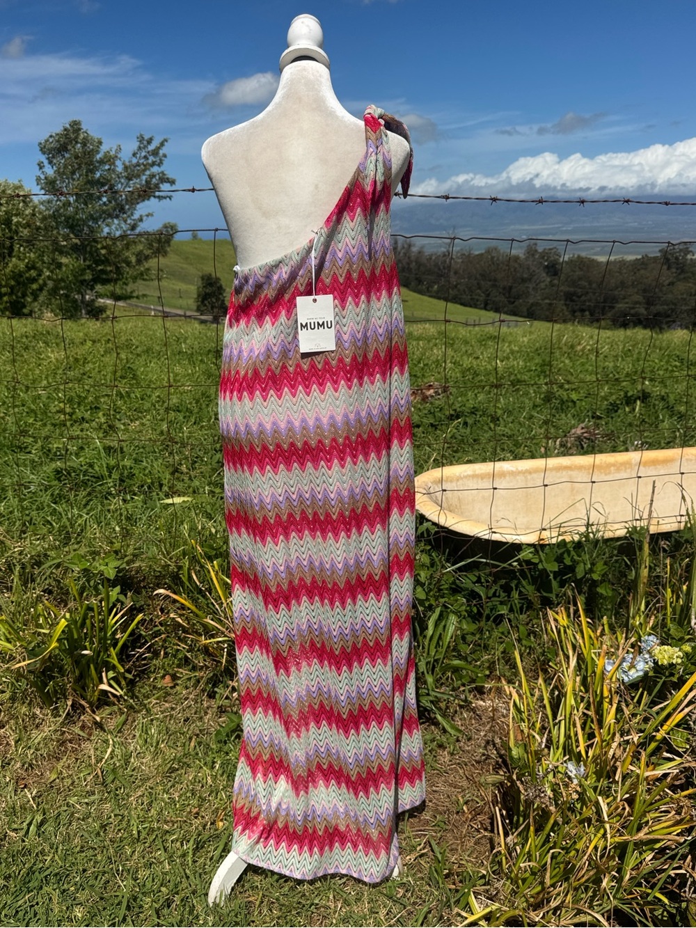 NWT Show me your Mumu Nice Zig Zag Maxi Dress pink Purple Large - Picture 6 of 10
